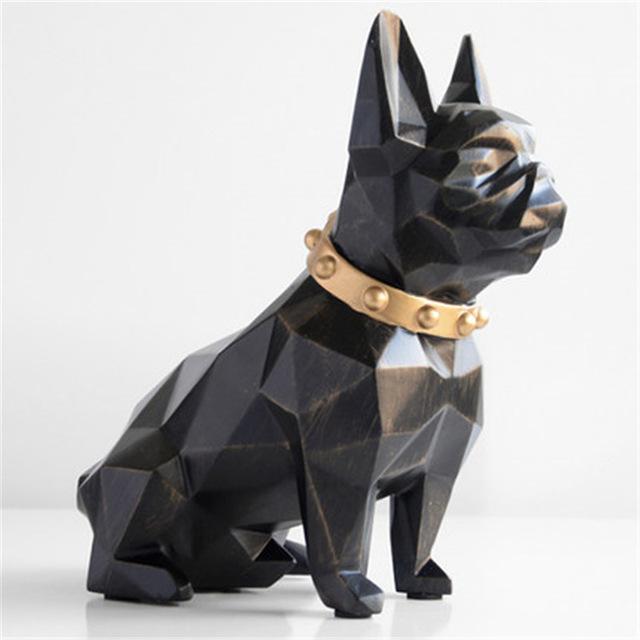 European Style Geometry French Bulldog Resin Statue Money Box Creative Home Decor Coin Storage Box Child Gift Piggy Bank WX3