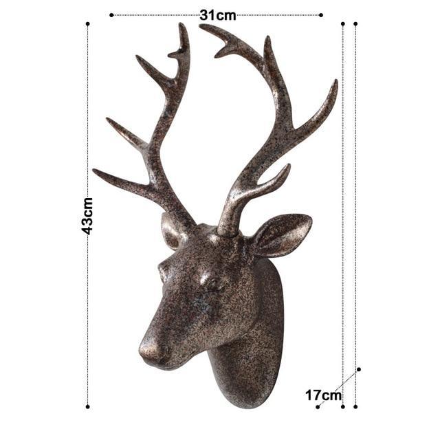 Original European Animal Deer Head Antelope Hanging Stereo Creative Living Room Mural Wall Background Decoration Resin Craft